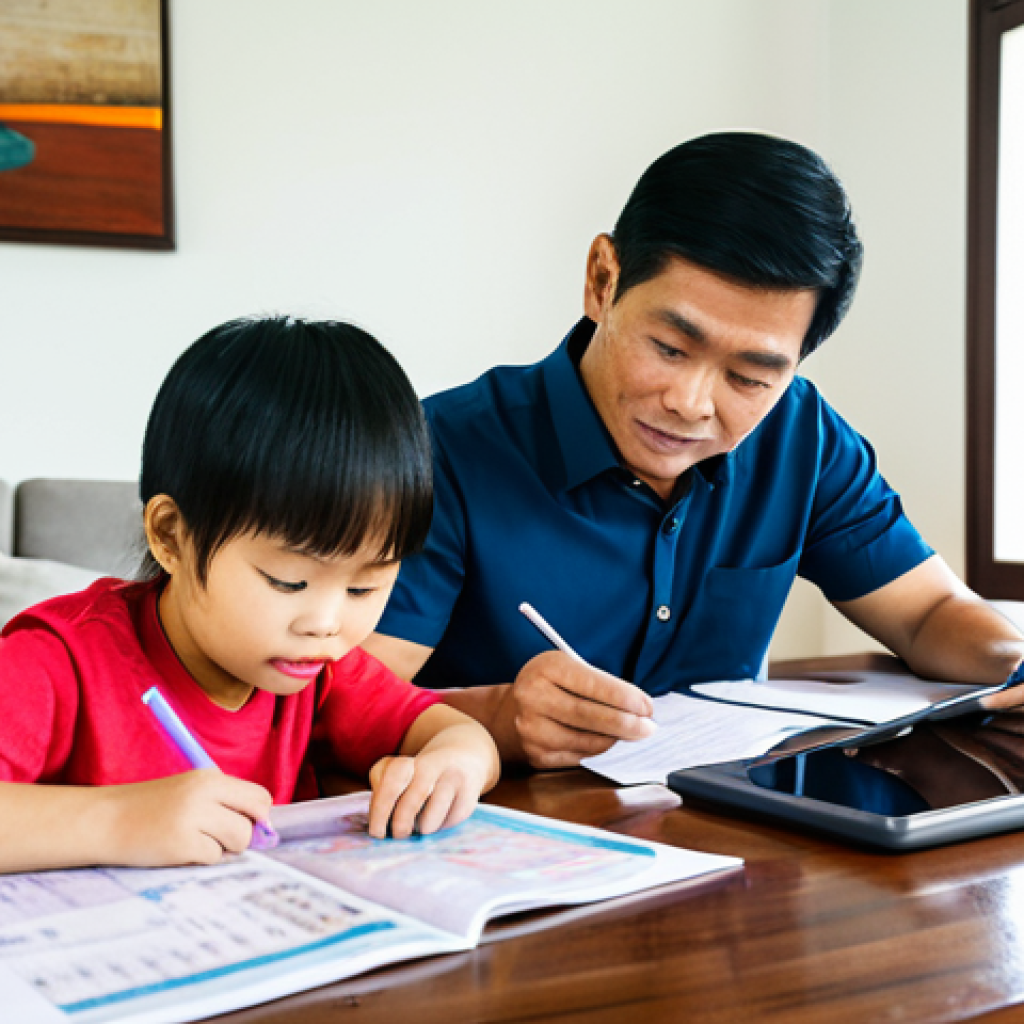 세대간 재정 대화의 문화적 요소 - Modern Thai Family Budgeting**
"A modern Thai family (mother, father, child) sitting at a wooden ta...