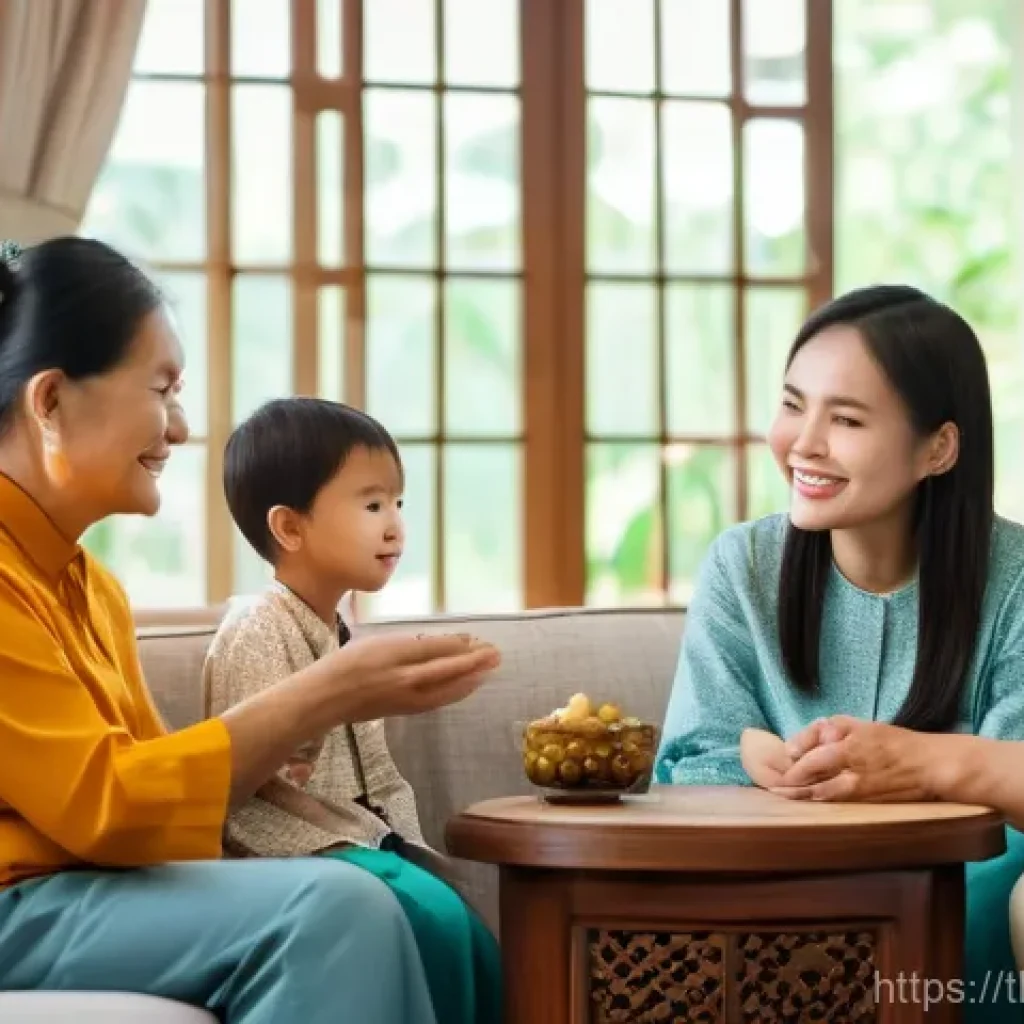 부모의 재정적 역량 이해하기 - **Prompt:** A heartwarming scene of a multi-generational Thai family engaged in an open and supporti...