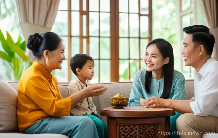 부모의 재정적 역량 이해하기 - **Prompt:** A heartwarming scene of a multi-generational Thai family engaged in an open and supporti...