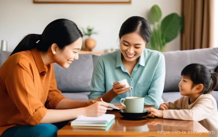 부모와 재정적 목표에 대해 논의하는 법 - **Prompt:** A warm and inviting scene inside a comfortable, modern Thai home. A Thai family, consist...