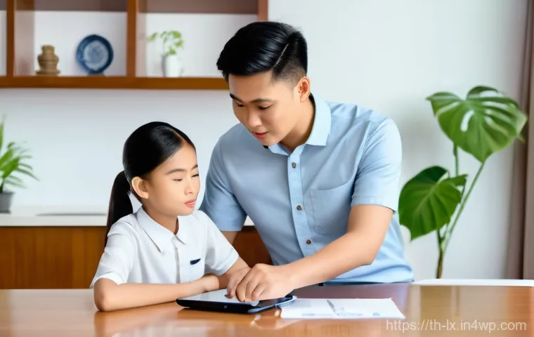 부모와의 대화를 통해 얻는 교훈 - **Prompt:** A warm, inviting scene inside a traditional Thai home. A multigenerational Thai family, ...