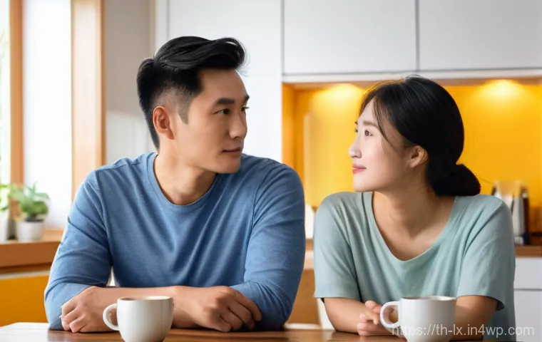 부모와의 부 대화에서 솔직함 유지하기 - **Prompt:** A warm and intimate indoor scene, focusing on a young adult (early 20s, East Asian appea...