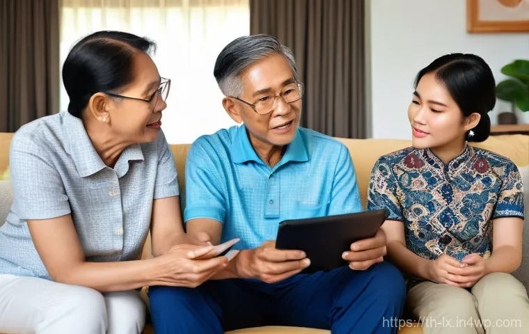부모의 재정적 결정을 존중하는 법 - **Prompt:** A multi-generational Thai family, consisting of an adult daughter and her elderly parent...
