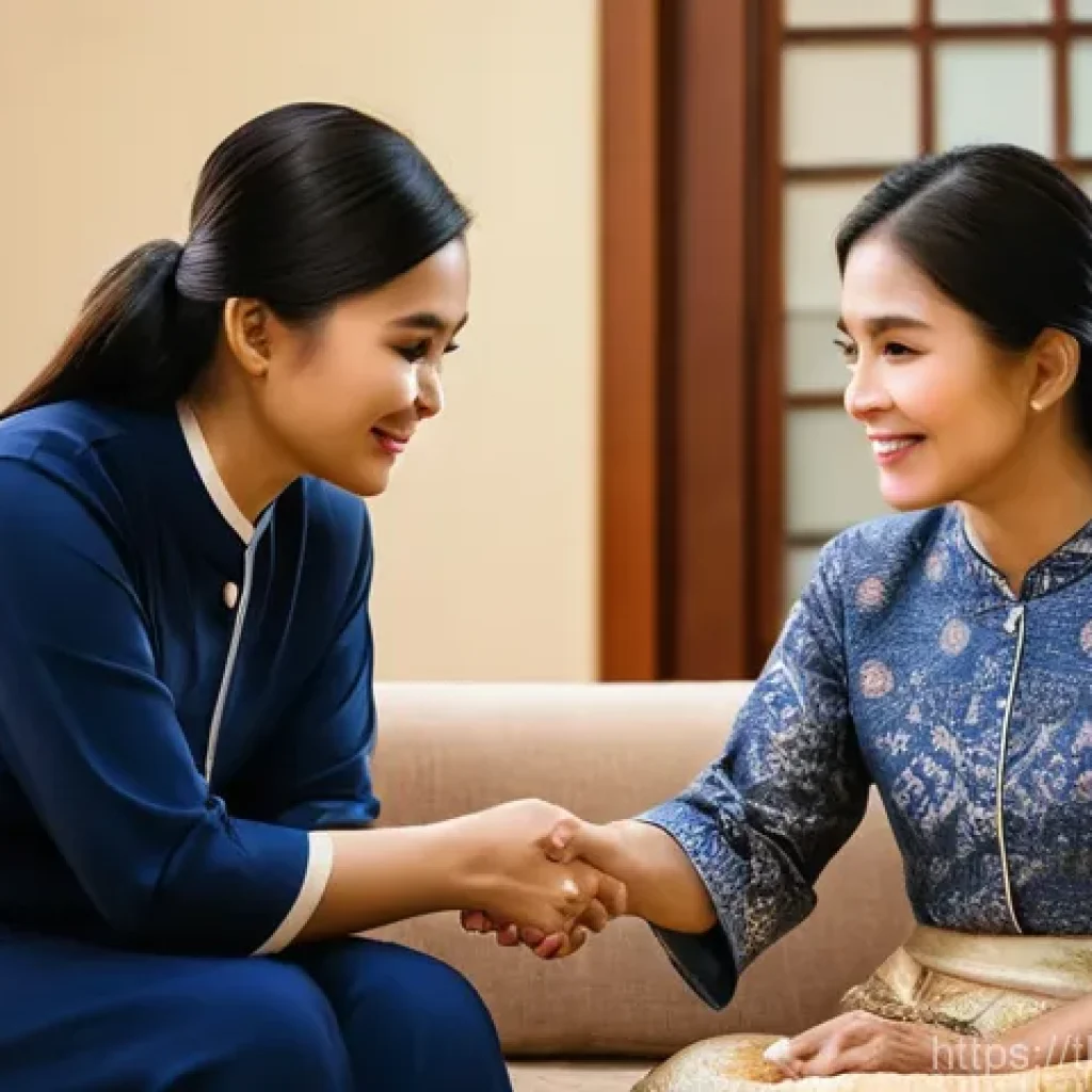 부모와의 부 대화에서의 신뢰 형성하기 - **Prompt:** A heartwarming scene inside a modern Thai home, featuring a young adult daughter in her ...