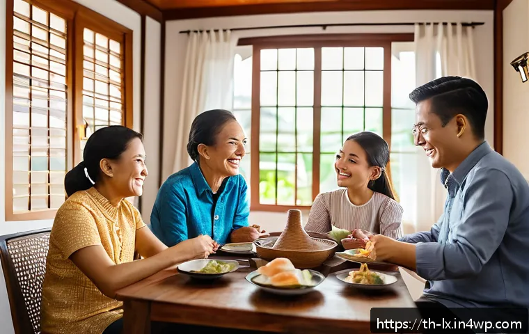 부모의 미래 계획에 대한 대화 시작하기 - A warm and cozy family gathering in a modern Thai home, with multiple generations sitting together a...